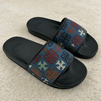 【#A357】Vintage Ethnic Jacquard Slide Sandals, Unisex Anti-Slip Thick Sole Slides For Beach & Home