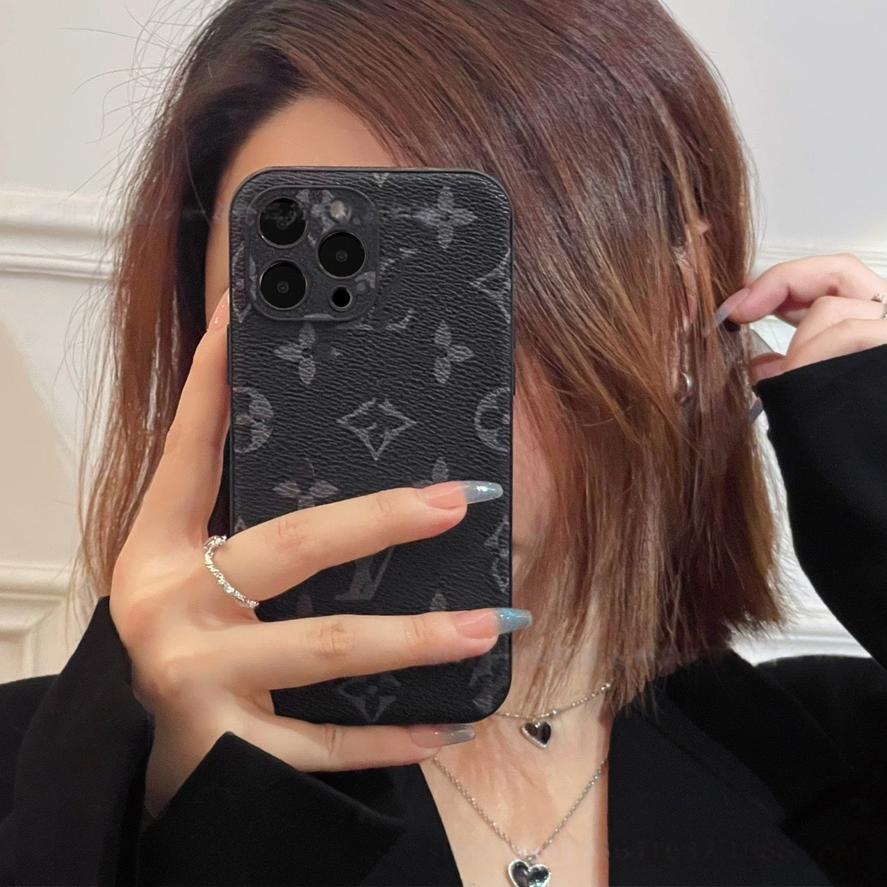 【#A362】Vintage All-Over Floral Leather Phone Case, Full Camera Coverage Anti-Scratch Anti-Slip Luxury Universal Cover