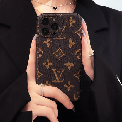 【#A362】Vintage All-Over Floral Leather Phone Case, Full Camera Coverage Anti-Scratch Anti-Slip Luxury Universal Cover