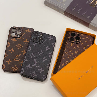 【#A362】Vintage All-Over Floral Leather Phone Case, Full Camera Coverage Anti-Scratch Anti-Slip Luxury Universal Cover