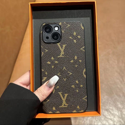 【#A368】Vintage All-Over Floral Lychee Grain Leather Phone Case, Full Camera Shockproof Luxury Universal Cover