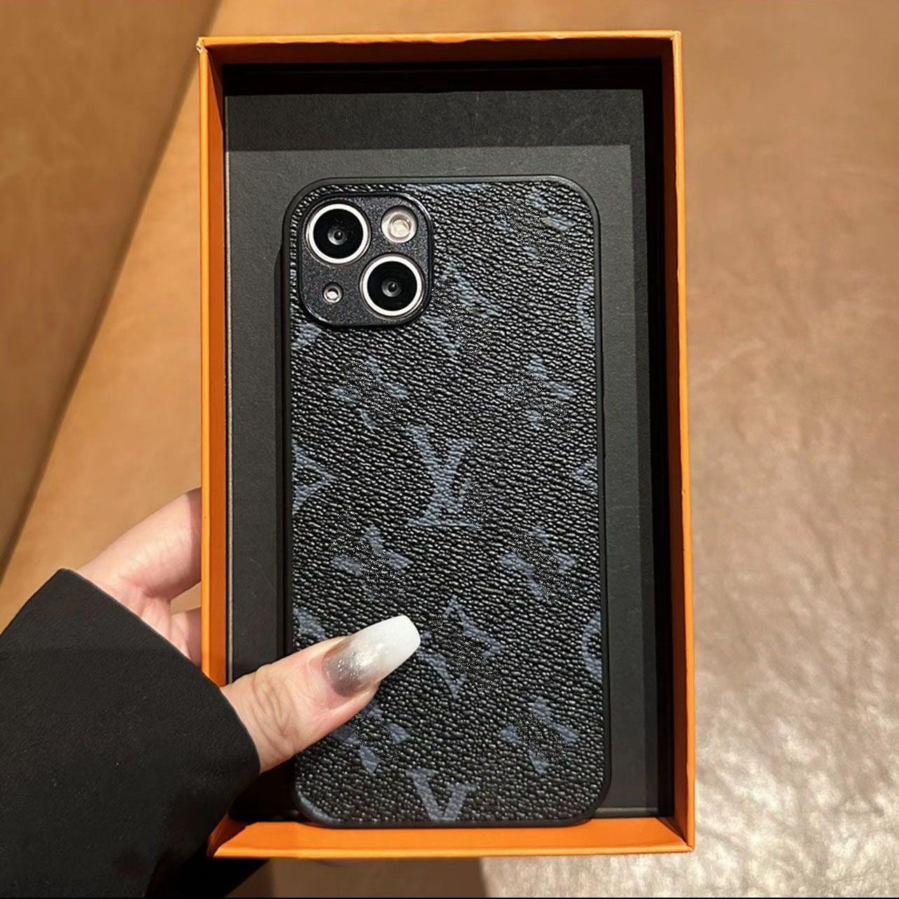【#A368】Vintage All-Over Floral Lychee Grain Leather Phone Case, Full Camera Shockproof Luxury Universal Cover