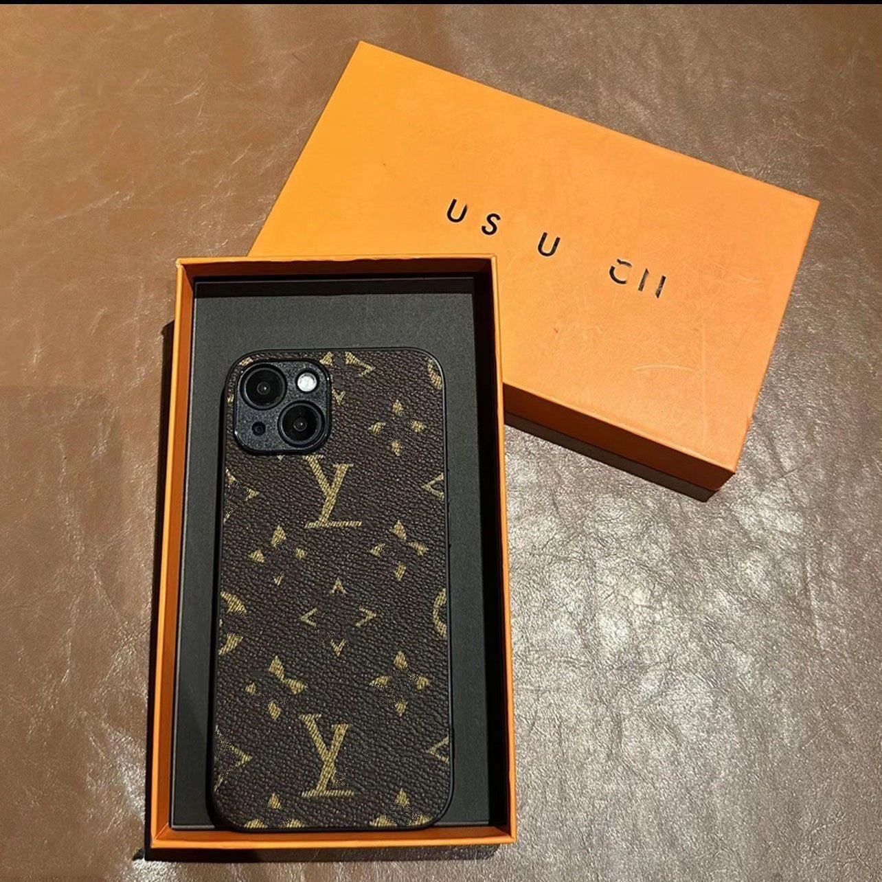 【#A368】Vintage All-Over Floral Lychee Grain Leather Phone Case, Full Camera Shockproof Luxury Universal Cover