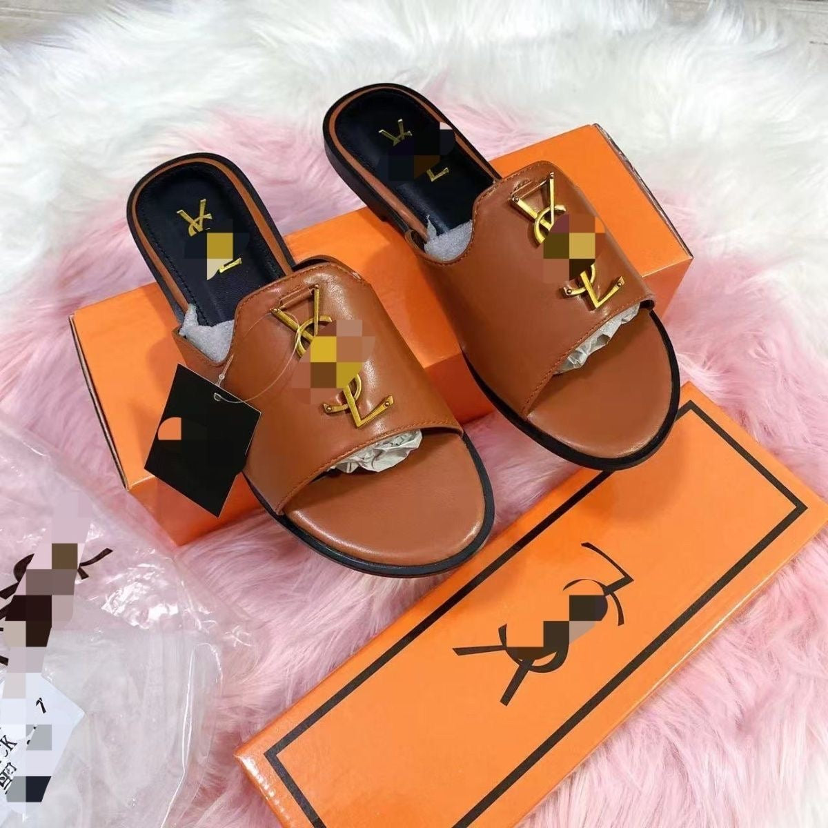 【#A373】Metal Decor Flat Slide Sandals, Women Simple Smooth & Croc Texture Outdoor Casual Mules