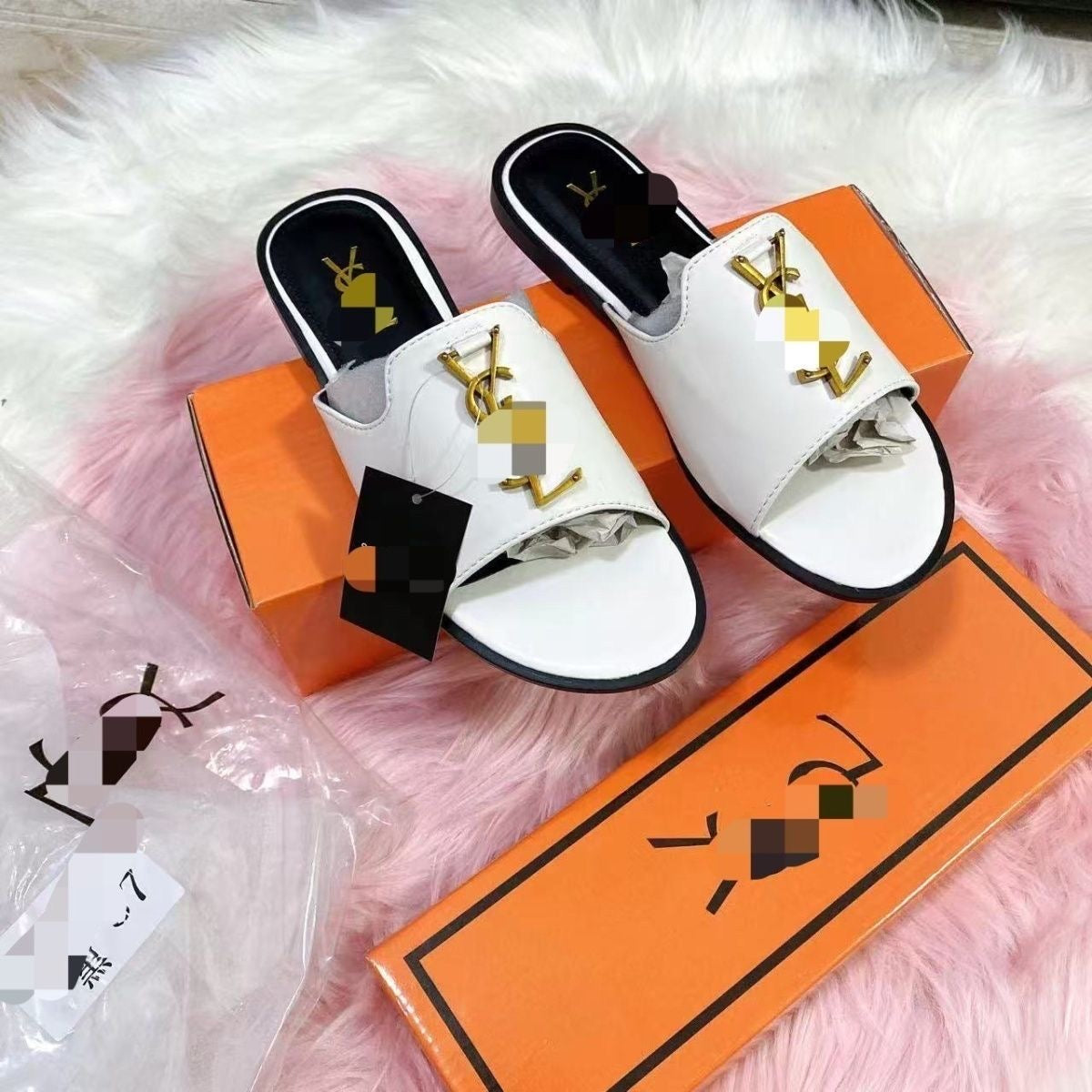 【#A373】Metal Decor Flat Slide Sandals, Women Simple Smooth & Croc Texture Outdoor Casual Mules
