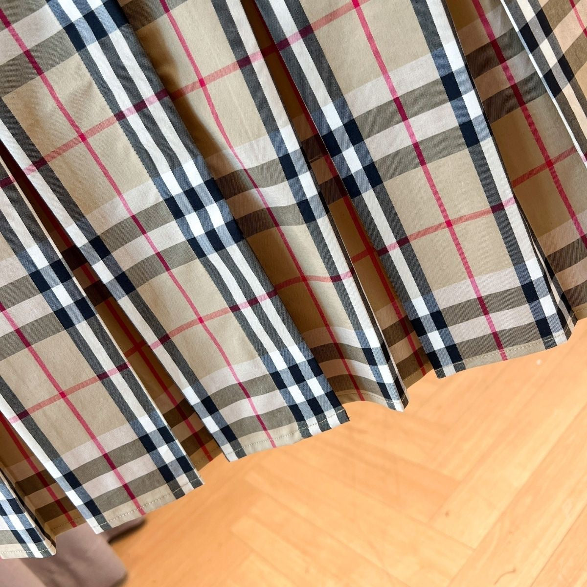 【#A383】Classic Vintage Plaid Collared Shirt Pleated Mini Dress, Women Short Sleeve Slim Commuter Dress