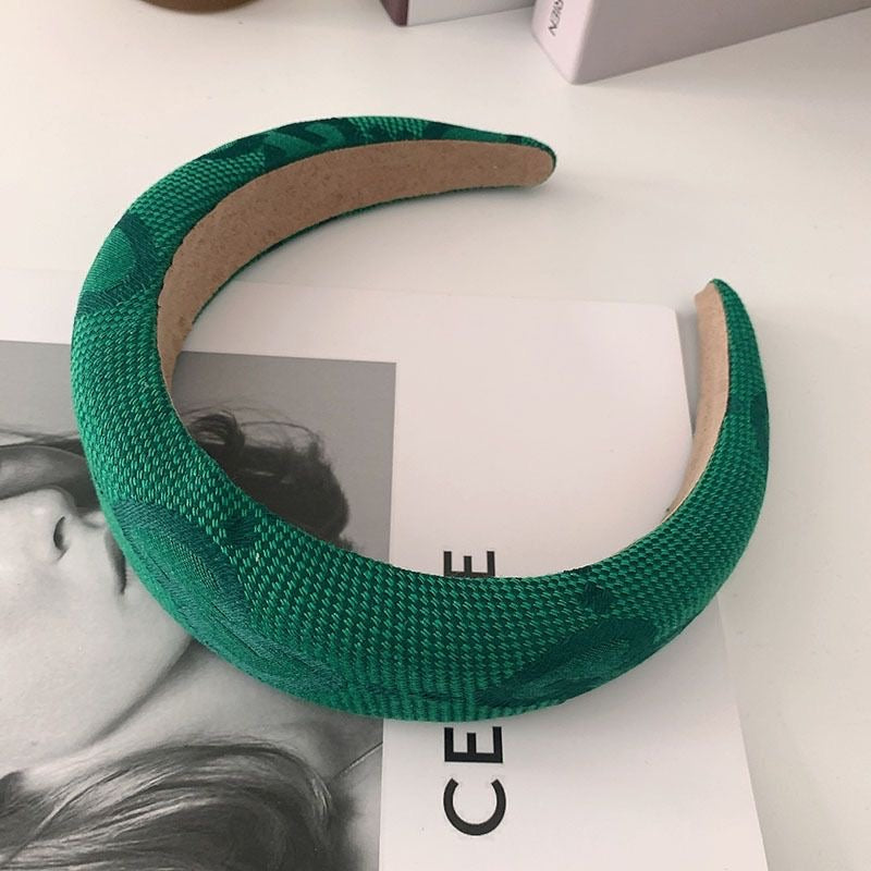 【#A412】Vintage All Over Jacquard Sponge Wide Headband, Volume Boost Non-slip Hair Accessory