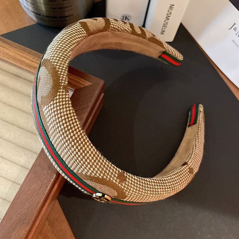 【#A412】Vintage All Over Jacquard Sponge Wide Headband, Volume Boost Non-slip Hair Accessory