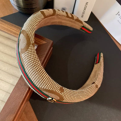 【#A412】Vintage All Over Jacquard Sponge Wide Headband, Volume Boost Non-slip Hair Accessory