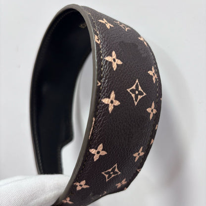 【#A413】Vintage Four-Leaf Floral Print PU Leather Wide Headband, Volume Boost Non-slip Hair Band