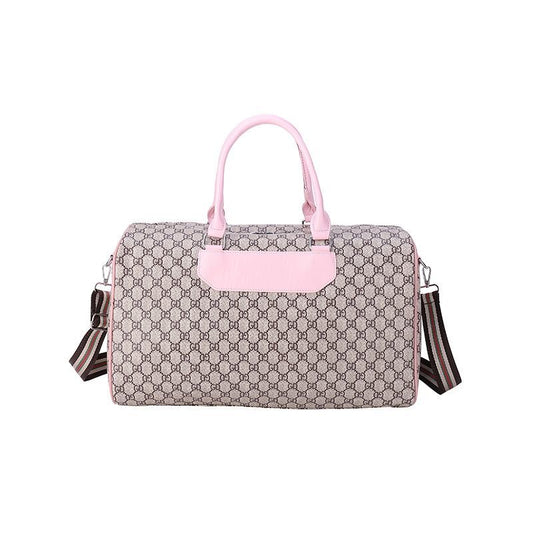 【#A421】Vintage Monogram Color Block Travel Duffel Bag, Large Capacity Gym Weekender Crossbody Bag