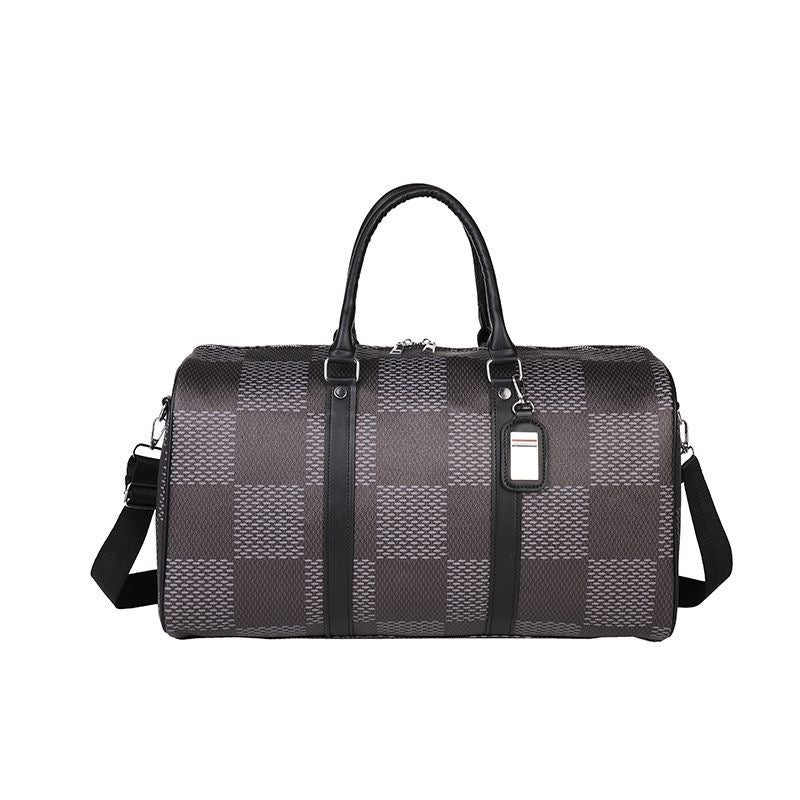 【#A423】Vintage Checkerboard Large Capacity Travel Duffle Bag, Multi-function Gym Crossbody Handbag