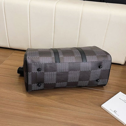 【#A423】Vintage Checkerboard Large Capacity Travel Duffle Bag, Multi-function Gym Crossbody Handbag