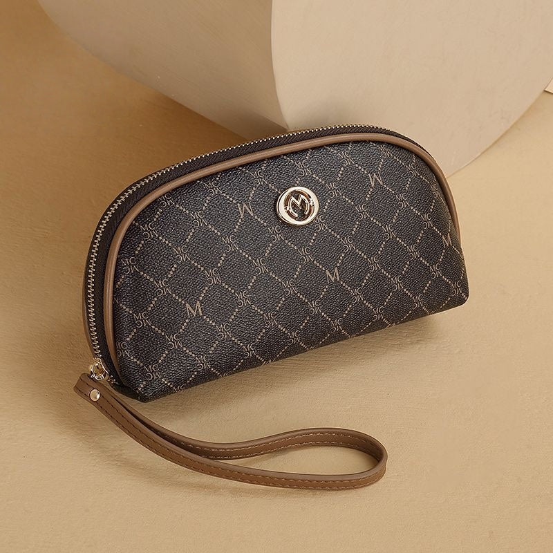 【#A436】【#A436】Women Vintage Diamond Print Wristlet Purse, Portable Zipper Phone & Coin Clutch Bag