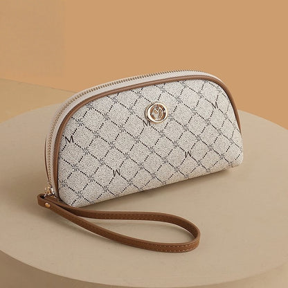 【#A436】【#A436】Women Vintage Diamond Print Wristlet Purse, Portable Zipper Phone & Coin Clutch Bag