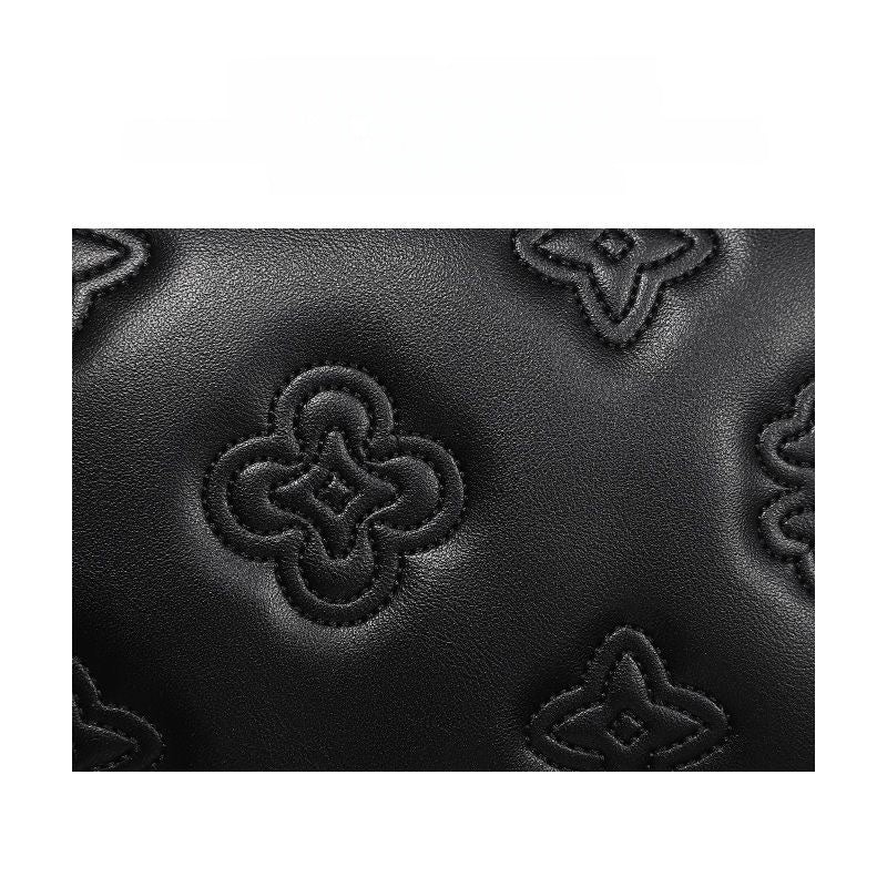 【#A437】Women Embossed Clover Mini Camera Bag, Adjustable Gold Ball Chain Crossbody Purse
