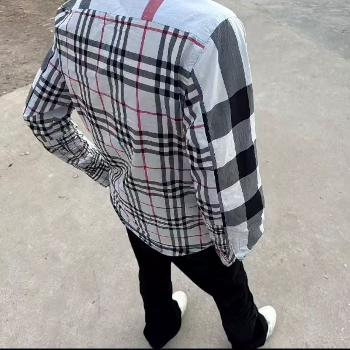 【#A440】Fresh Blue White Plaid Silk Pajama Set, Lapel Long Sleeve & Pants Loose Loungewear Two Piece Set