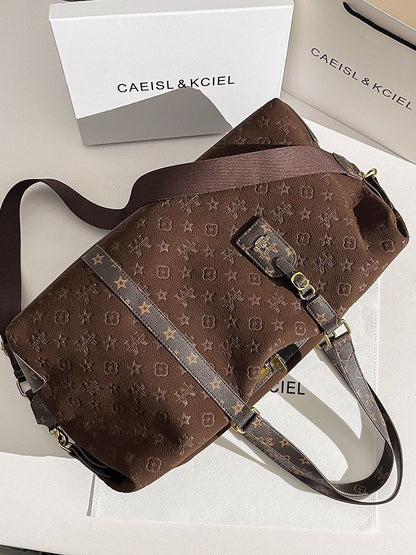 【#A443】Vintage Embossed Large Travel Duffle Bag, Unisex Multi-purpose Gym Crossbody Luggage Bag