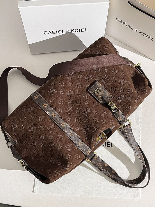 【#A443】Vintage Embossed Large Travel Duffle Bag, Unisex Multi-purpose Gym Crossbody Luggage Bag