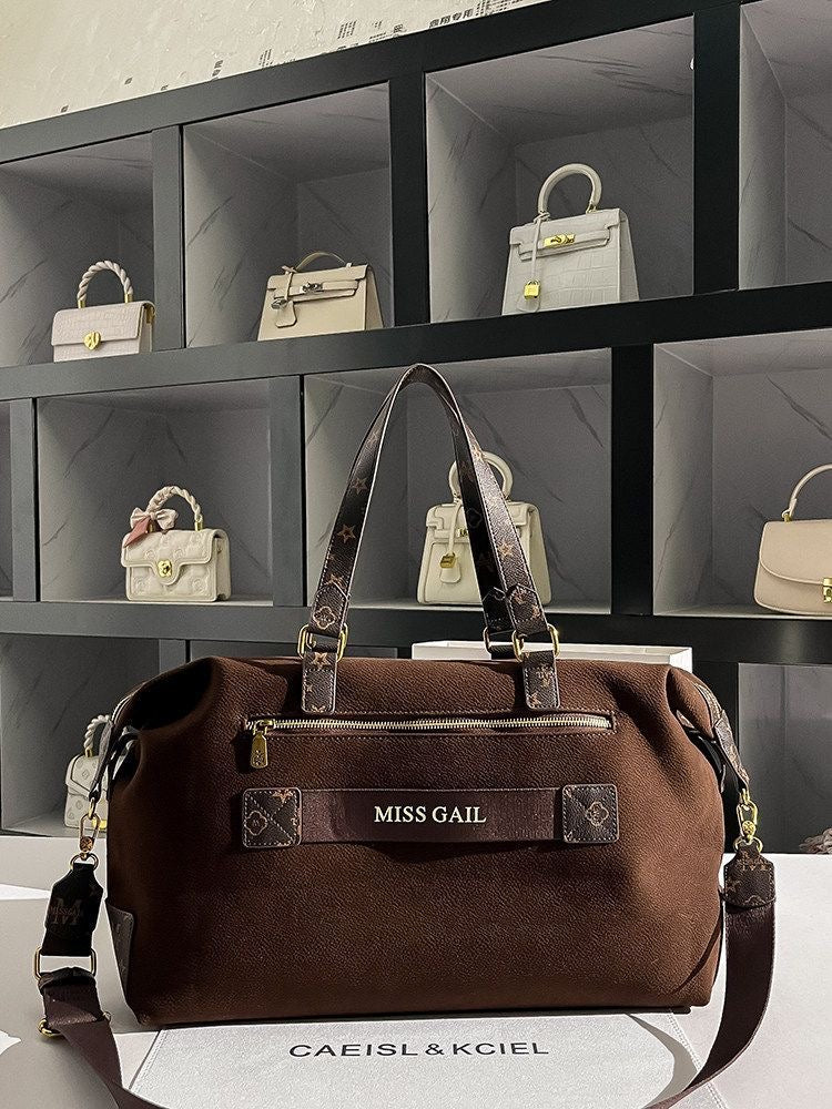 【#A443】Vintage Embossed Large Travel Duffle Bag, Unisex Multi-purpose Gym Crossbody Luggage Bag