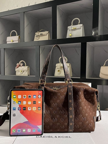 【#A443】Vintage Embossed Large Travel Duffle Bag, Unisex Multi-purpose Gym Crossbody Luggage Bag