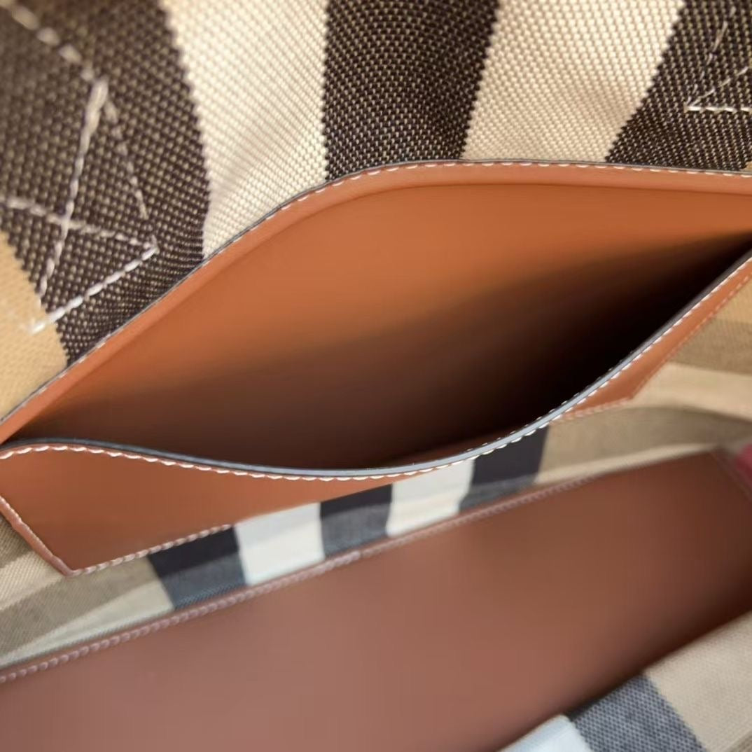 【#A447】Classic Retro Color Plaid Tote Bag, Large Capacity Commute Leather Handle Shoulder Shopping Bag