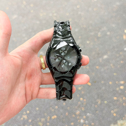 【#A449】Men Irregular Wave Steel Band Chronograph Watch, Trend Large Dial Multi-Function Business Quartz Wristwatch