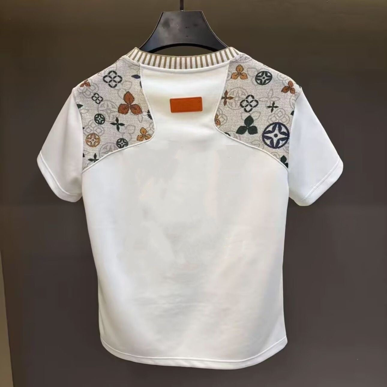 【#A456】Color Clover Patchwork Tee & 5 Inch Shorts Two Piece Set, Men Loose Casual Outfit