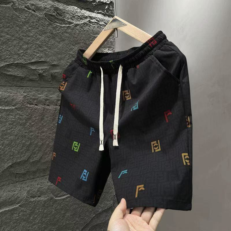 【#A463】Color Hidden Print Drawstring 5 Inch Shorts, Men Lightweight Quick Dry Loose Casual Pants