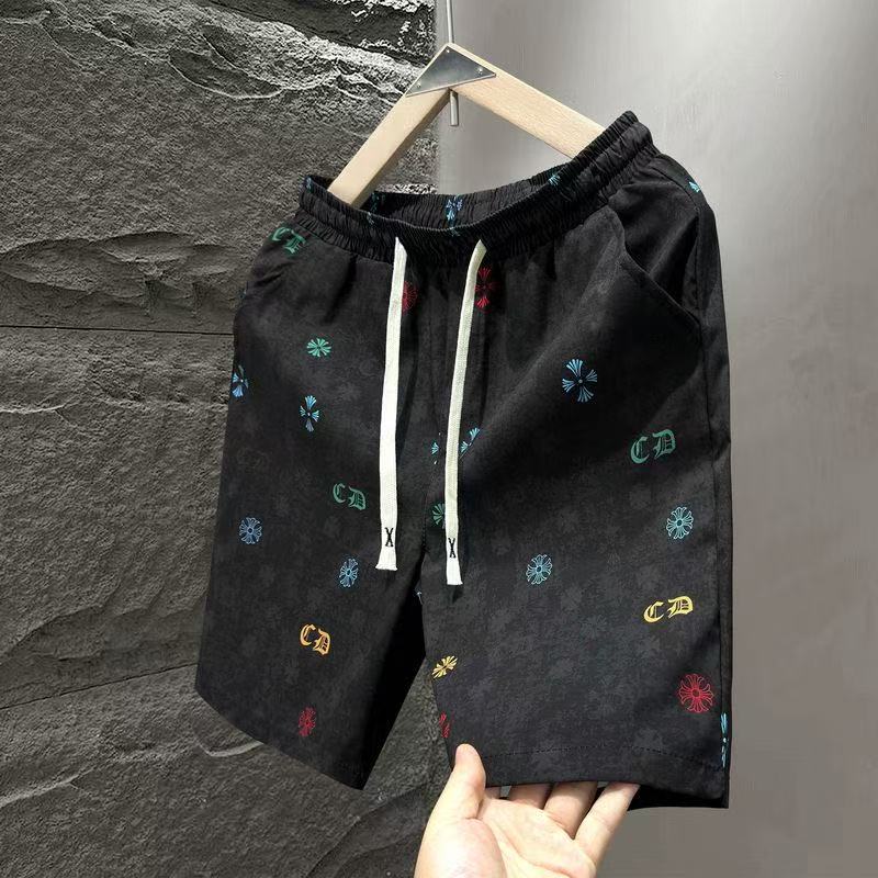 【#A463】Color Hidden Print Drawstring 5 Inch Shorts, Men Lightweight Quick Dry Loose Casual Pants