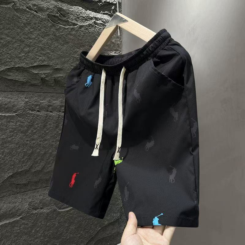 【#A463】Color Hidden Print Drawstring 5 Inch Shorts, Men Lightweight Quick Dry Loose Casual Pants