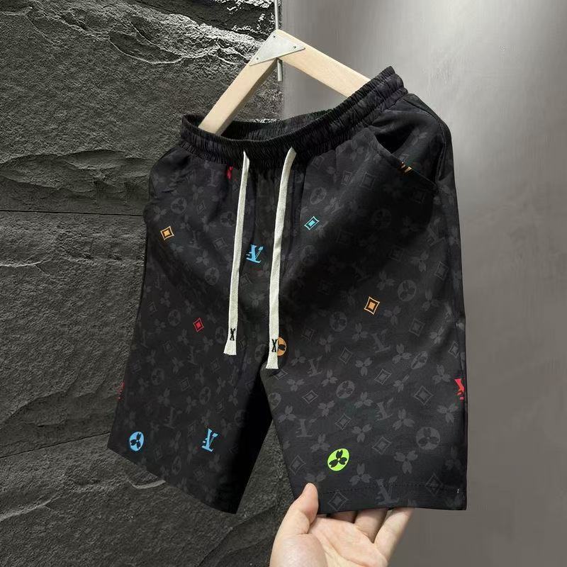 【#A463】Color Hidden Print Drawstring 5 Inch Shorts, Men Lightweight Quick Dry Loose Casual Pants