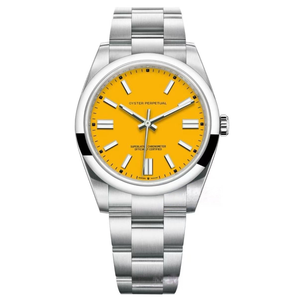 【#A467】Oyster Perpetual Multi Color Dial Automatic Watch, Unisex Simple Steel Band Waterproof Timepiece