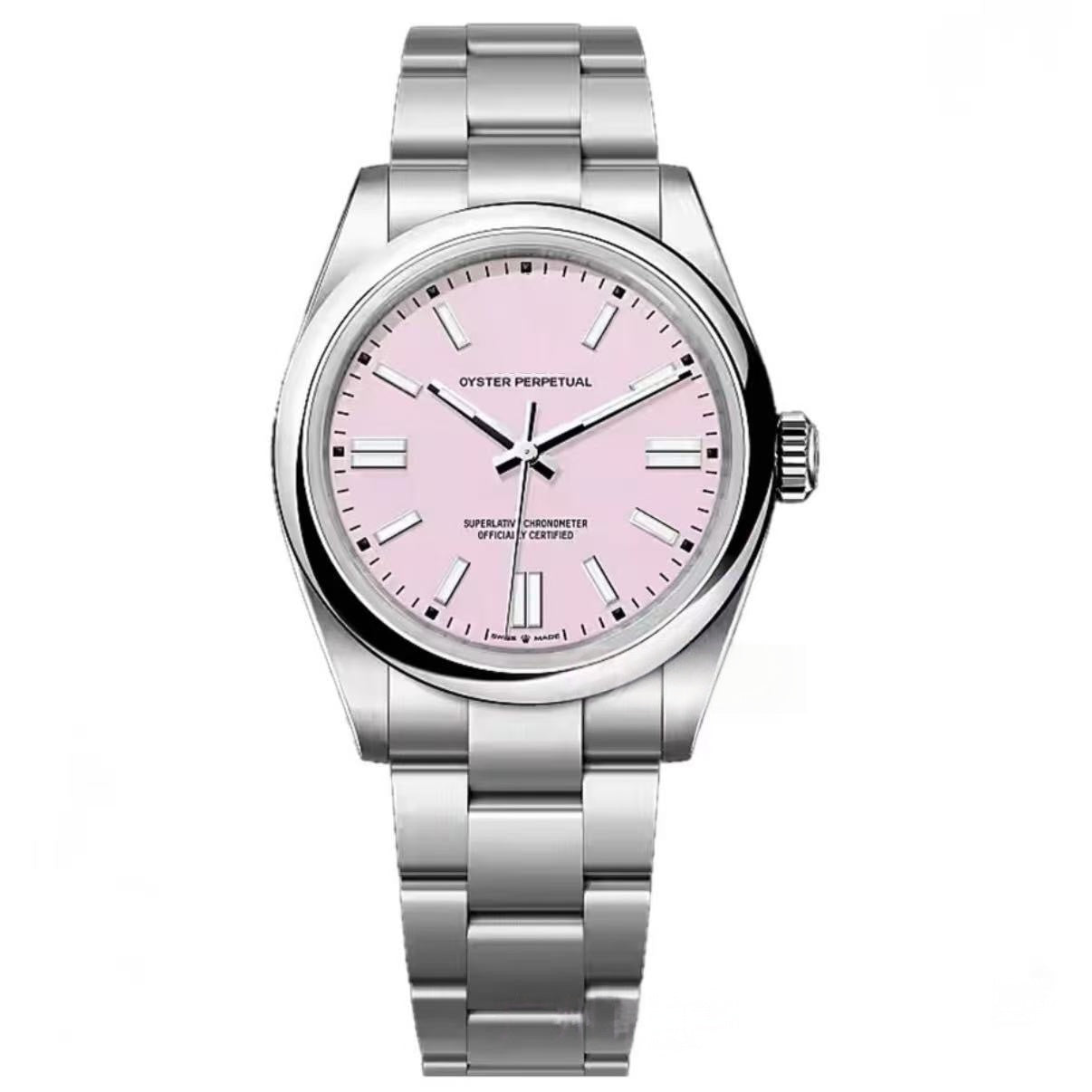 【#A467】Oyster Perpetual Multi Color Dial Automatic Watch, Unisex Simple Steel Band Waterproof Timepiece