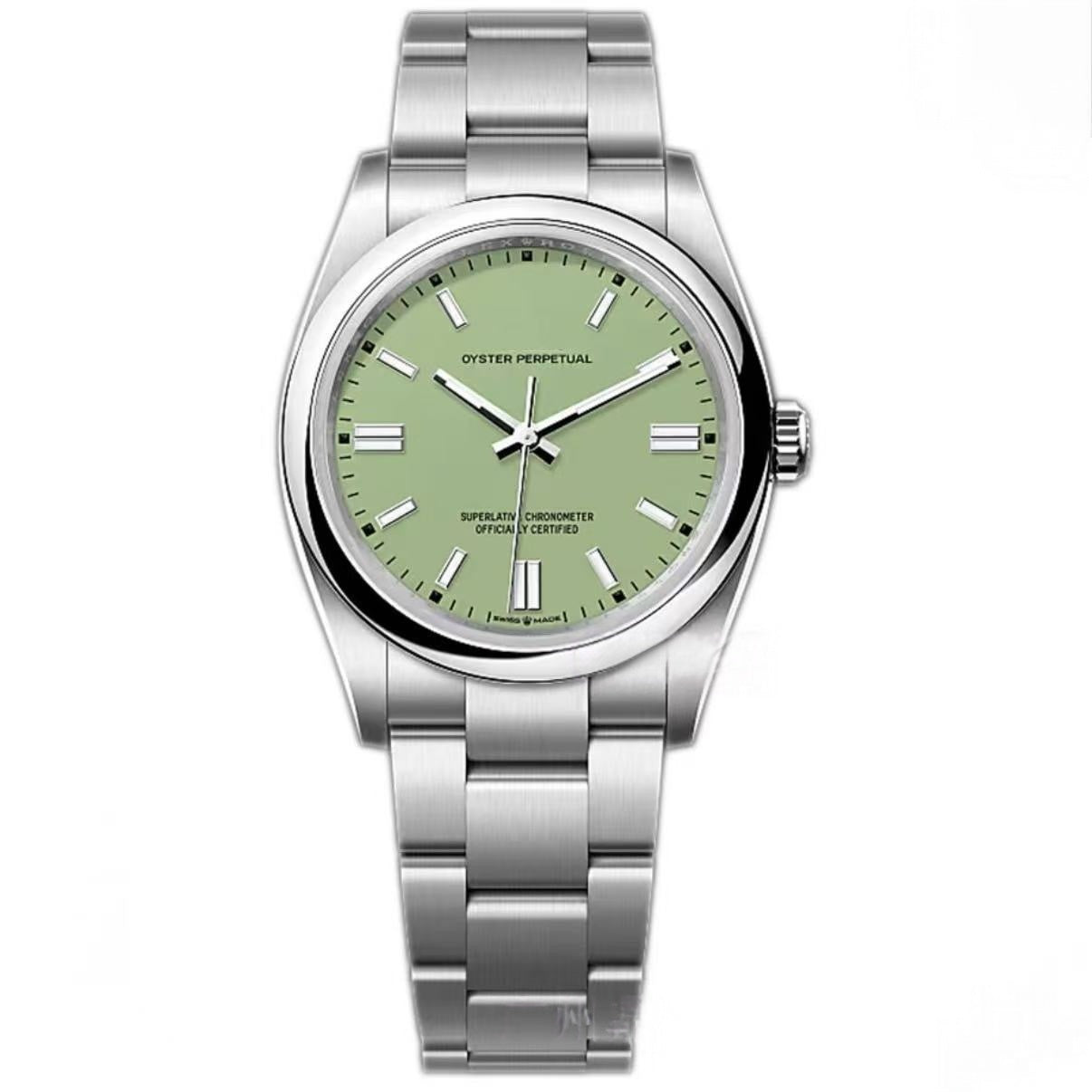 【#A467】Oyster Perpetual Multi Color Dial Automatic Watch, Unisex Simple Steel Band Waterproof Timepiece