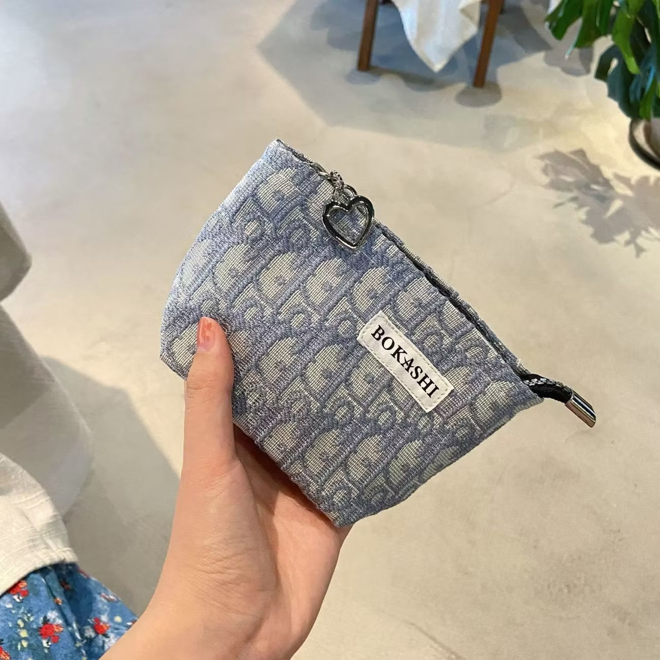 【#A473】Vintage Jacquard Heart Zipper Pouch, Portable Coin Lipstick Cosmetic Bag For Women