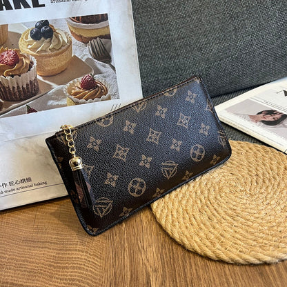 【#A474】Vintage All Print Tassel Key Coin Purse, Multi-card Slot Long Zipper Card Holder Clutch Pouch