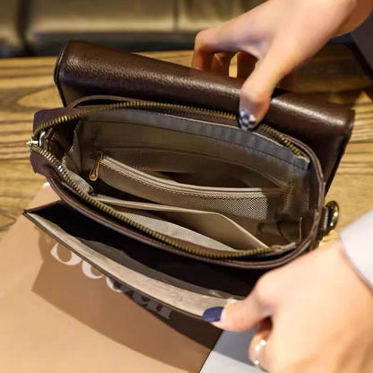 【#A475】Vintage Monogram Webbing Small Square Bag, Women Double Ring Buckle Wide Strap Crossbody Shoulder Purse