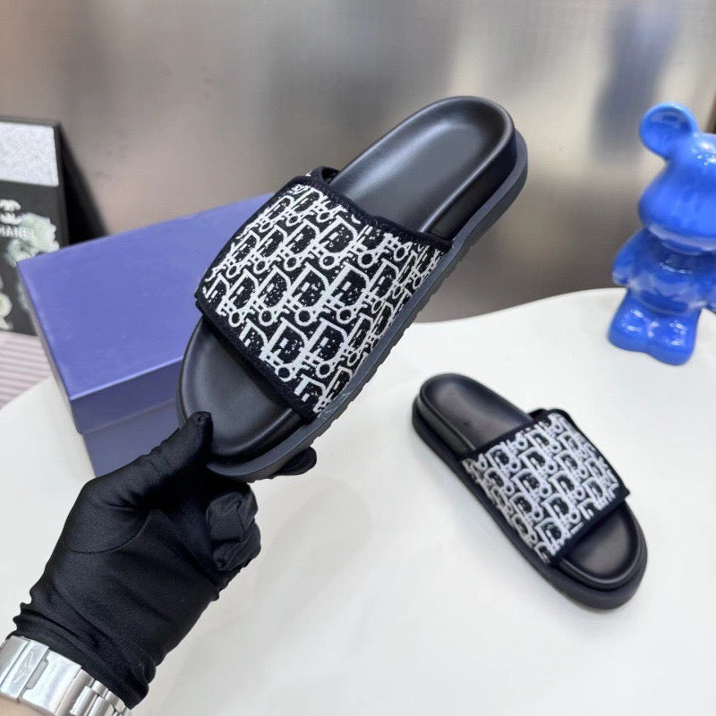 【#A482】Vintage Jacquard Velcro Platform Slide Sandals, Unisex Anti-slip Casual Outdoor Slippers