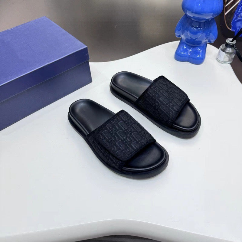 【#A482】Vintage Jacquard Velcro Platform Slide Sandals, Unisex Anti-slip Casual Outdoor Slippers