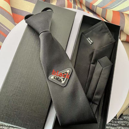 【#A484】Metal Triangle Badge Twill Pre-tied Necktie, Unisex College Style Decor Tie