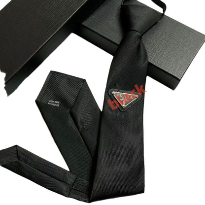 【#A484】Metal Triangle Badge Twill Pre-tied Necktie, Unisex College Style Decor Tie