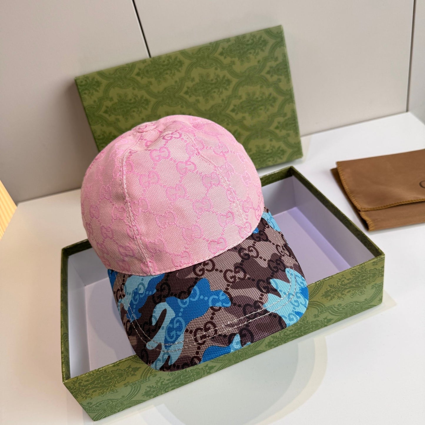 【#A485】Spliced Monogram Camo Baseball Cap, Unisex Vintage Jacquard Sun Visor Hat