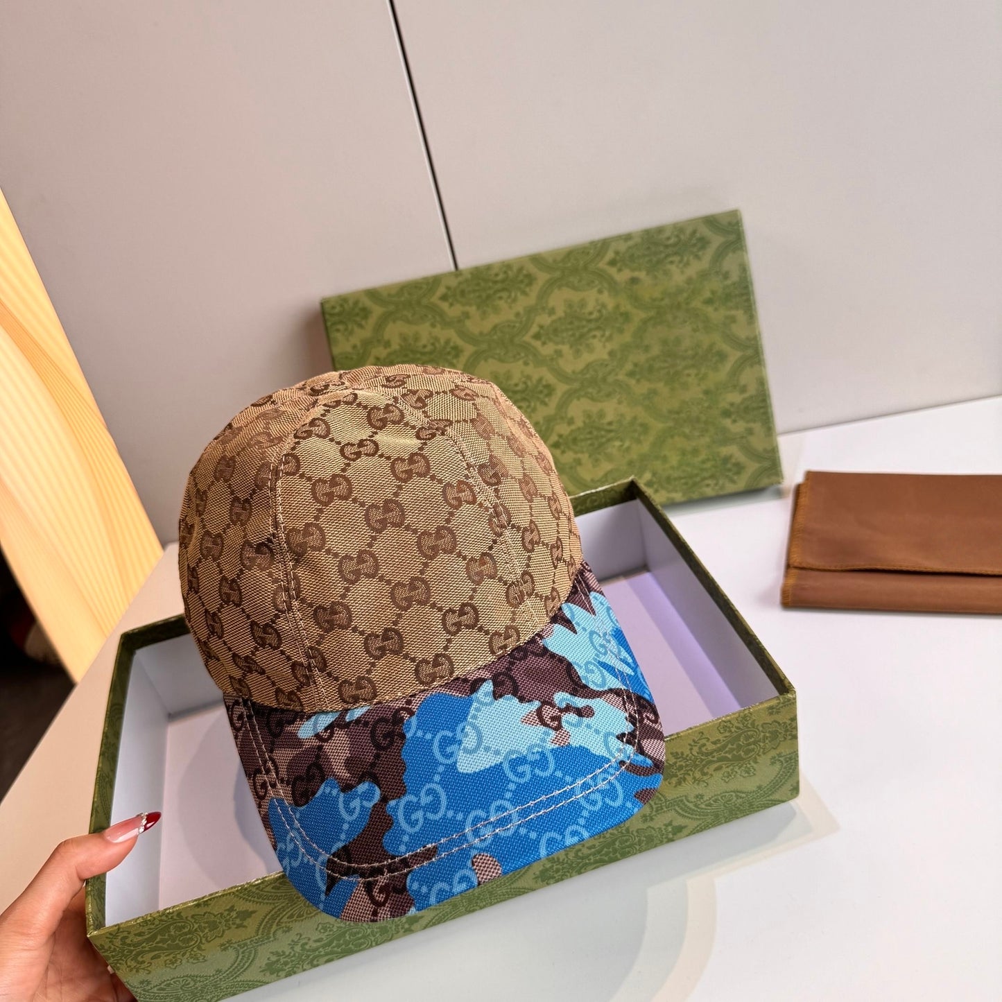 【#A485】Spliced Monogram Camo Baseball Cap, Unisex Vintage Jacquard Sun Visor Hat