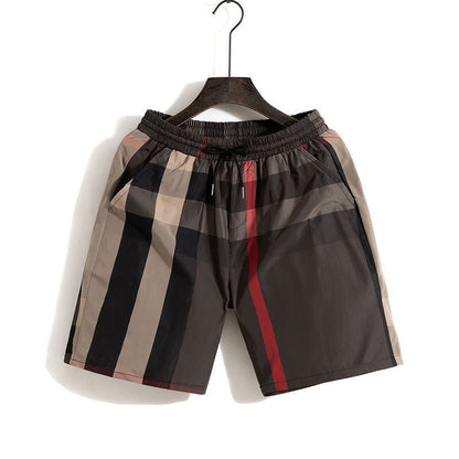 【#A488】Classic Plaid Drawstring 5-inch Shorts, Unisex Light Quick Dry Beach Sports Mid Pants