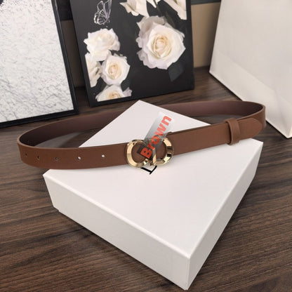 【#A493】Metal Double Ring Buckle Smooth Leather Thin Belt, Minimal Decor Waist Belt For Women