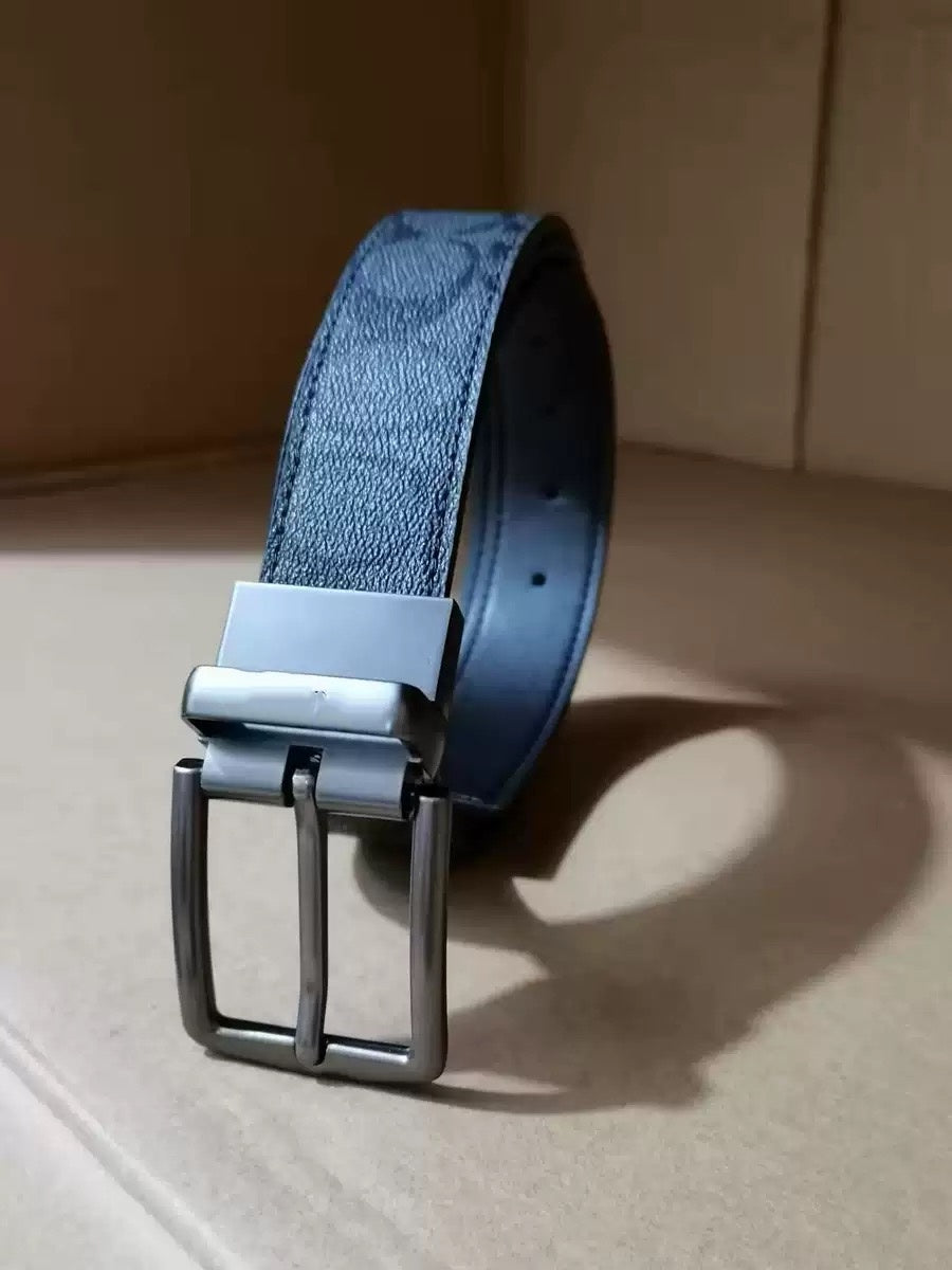 【#A495】Classic C Embossed Men Belt, Multi-Style Gunmetal Buckle Business Casual Wide Waist Strap