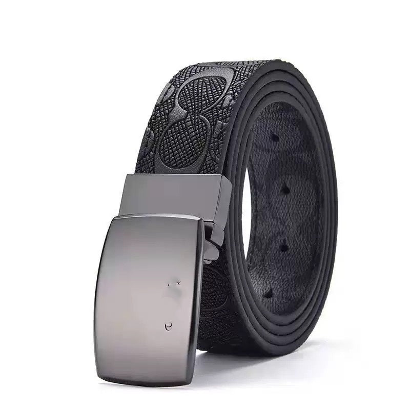 【#A495】Classic C Embossed Men Belt, Multi-Style Gunmetal Buckle Business Casual Wide Waist Strap