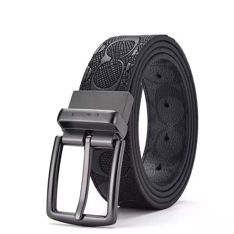 【#A495】Classic C Embossed Men Belt, Multi-Style Gunmetal Buckle Business Casual Wide Waist Strap