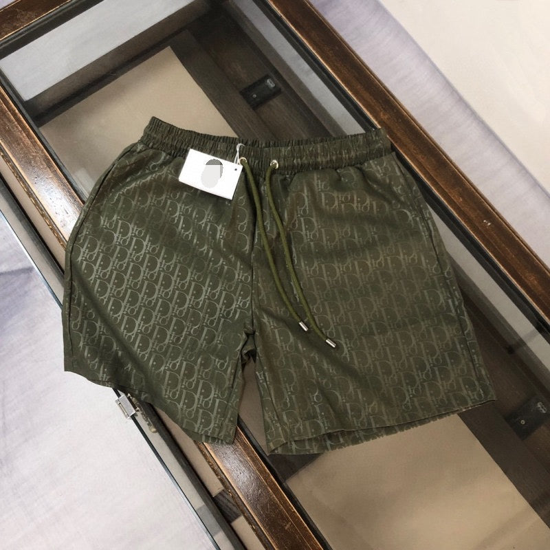 【#A499】All-Over Subtle Print Drawstring 5 Inch Shorts For Men, Lightweight Quick Dry Loose Casual Beach Sports Pants